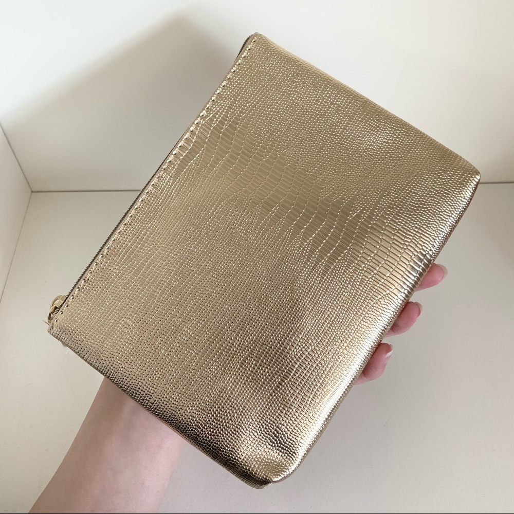 NWOT Gold Lancôme zippy pouch